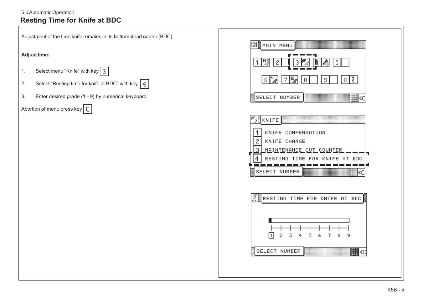 Resting time for knife at bdc | Baumfolder BaumCut 26.4 (For serials 78D1101 thru current) User Manual | Page 65 / 104