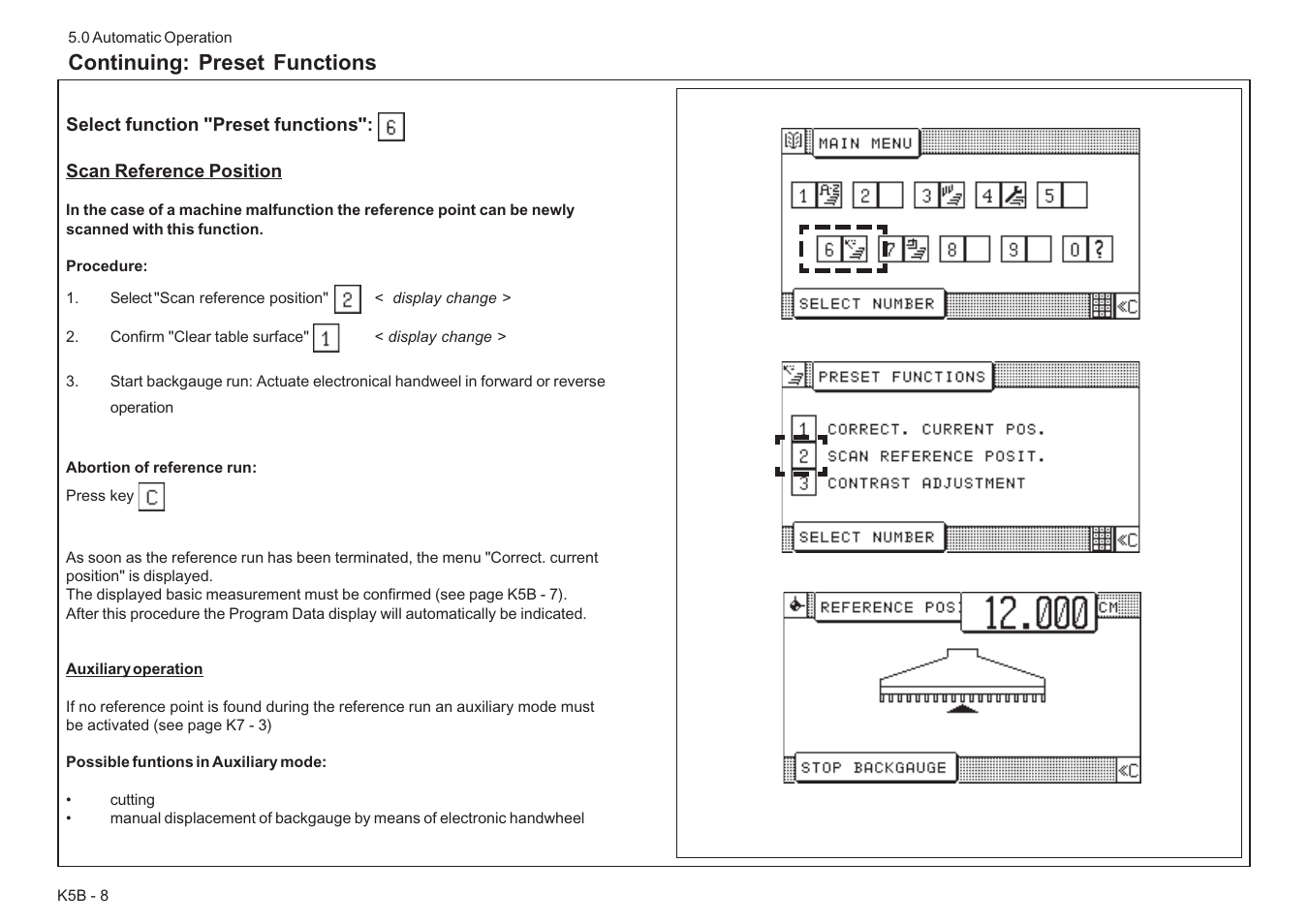 Continuing: preset functions | Baumfolder BaumCut 26.4 (For serials 78D1101 thru current) User Manual | Page 68 / 104
