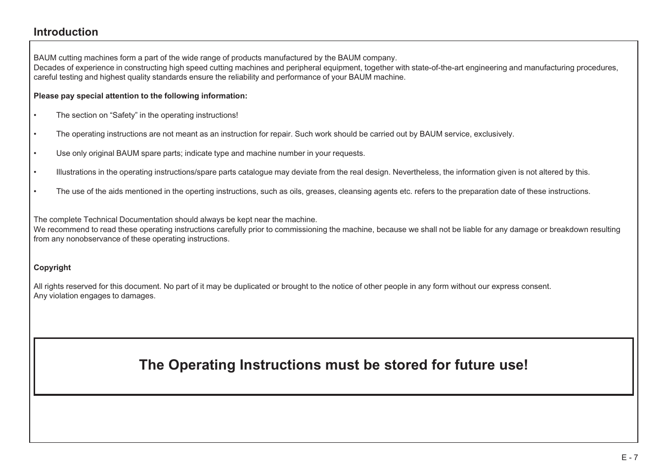 Baumfolder BaumCut 26.4 (For serials 78D1101 thru current) User Manual | Page 7 / 104