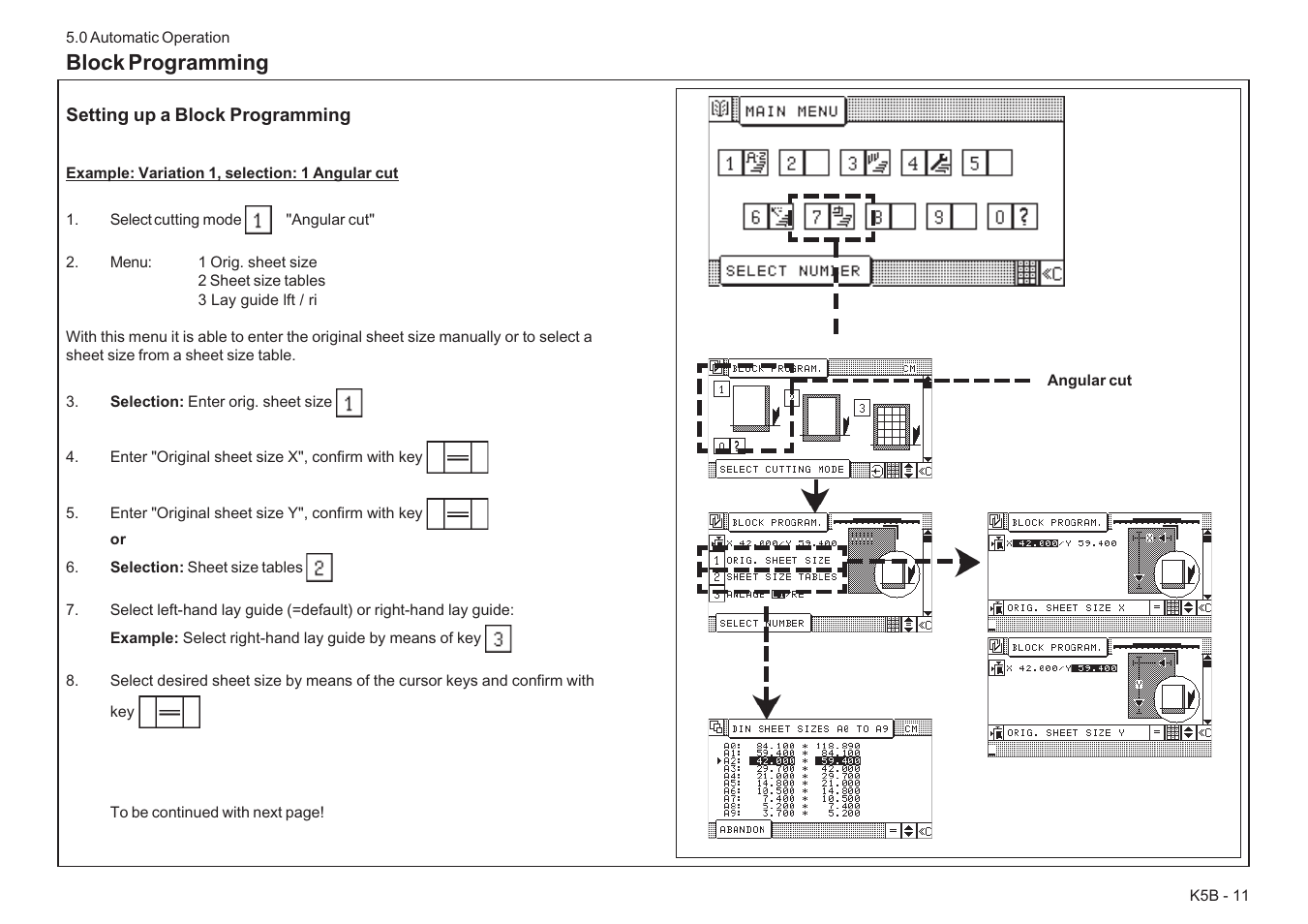 Block programming | Baumfolder BaumCut 26.4 (For serials 78D1101 thru current) User Manual | Page 71 / 104