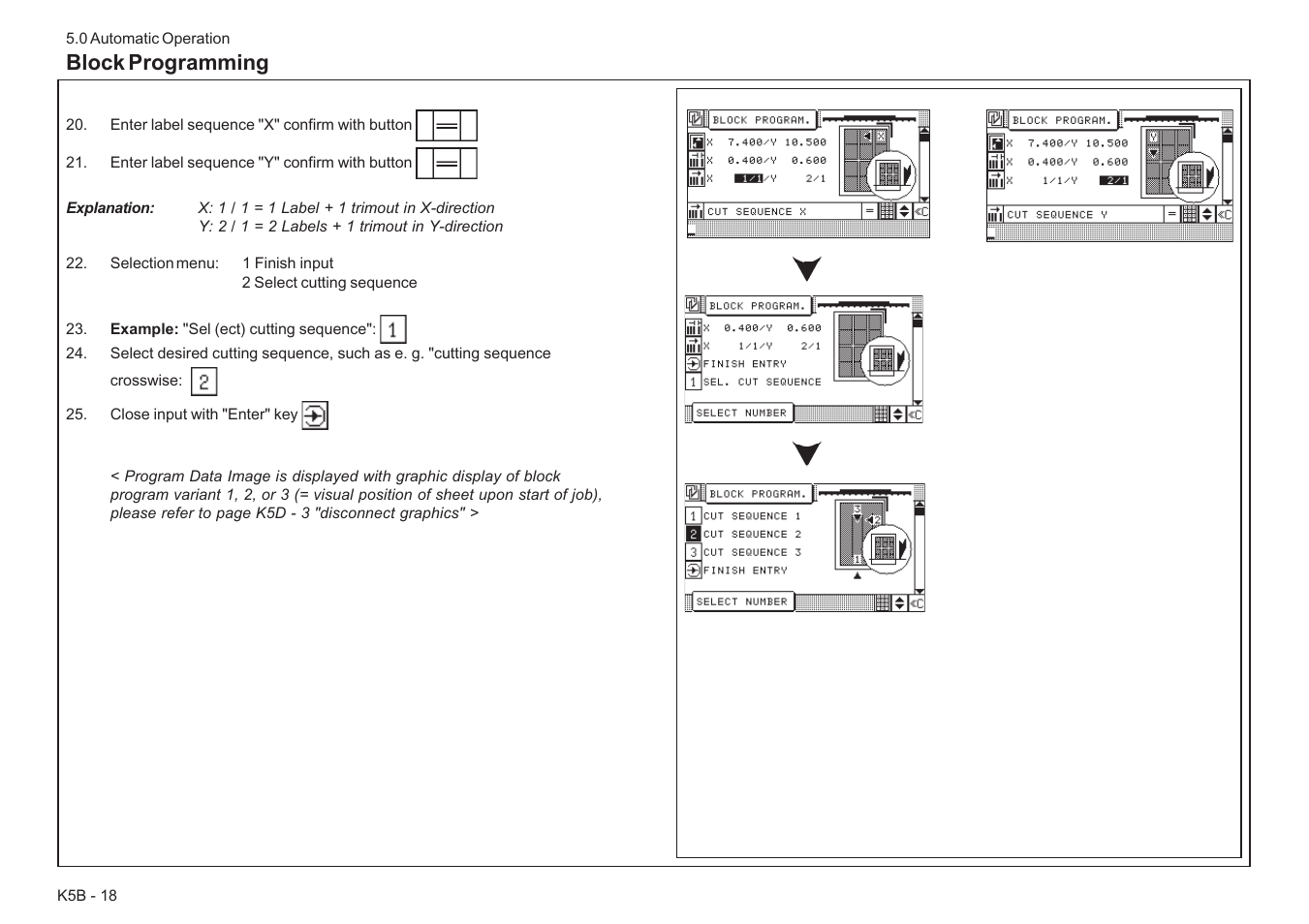 Block programming | Baumfolder BaumCut 26.4 (For serials 78D1101 thru current) User Manual | Page 78 / 104