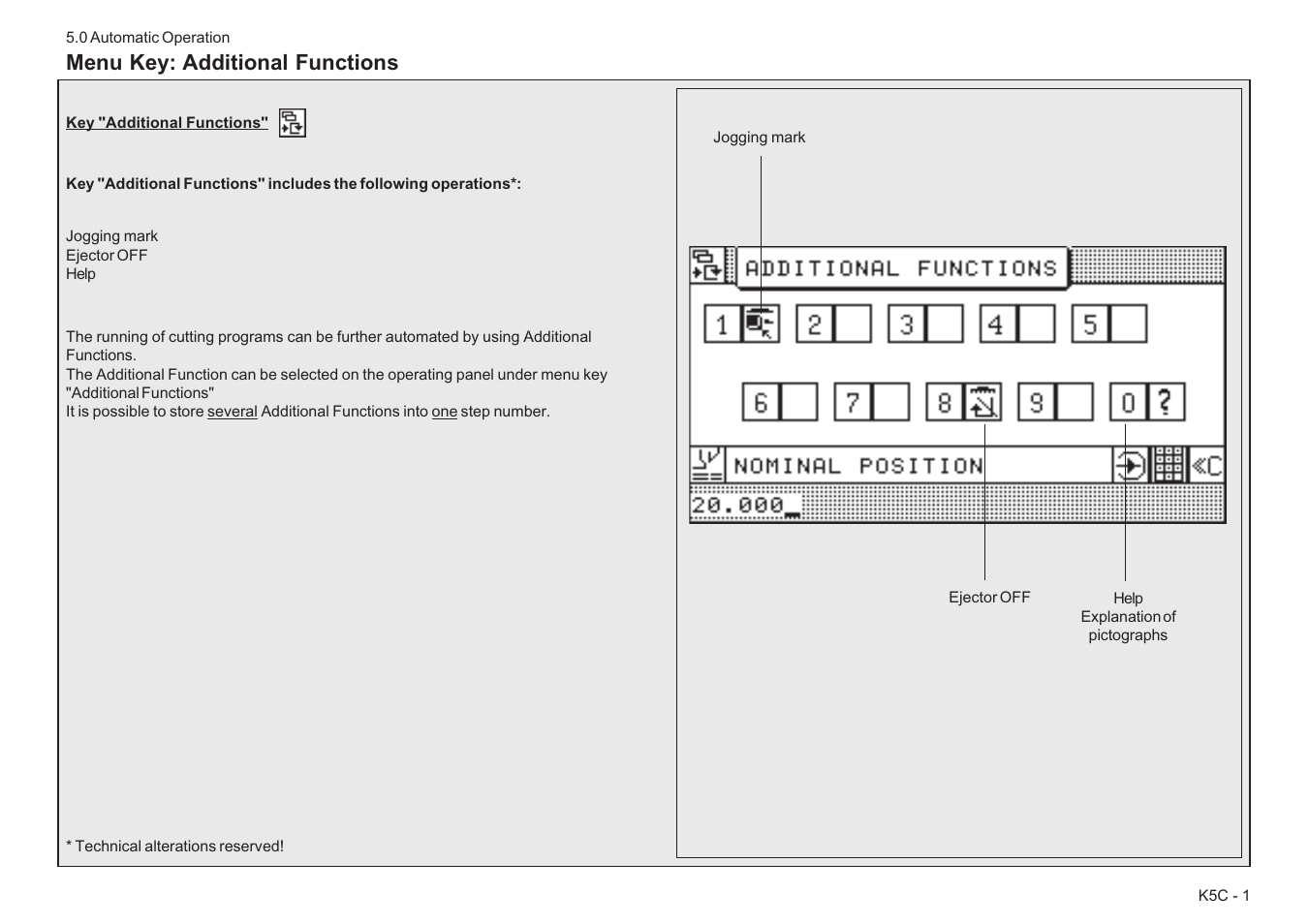 Menu key: additional functions | Baumfolder BaumCut 26.4 (For serials 78D1101 thru current) User Manual | Page 79 / 104