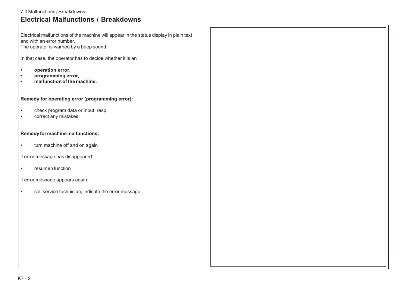 Electrical malfunctions / breakdowns | Baumfolder BaumCut 26.4 (For serials 78D1101 thru current) User Manual | Page 96 / 104