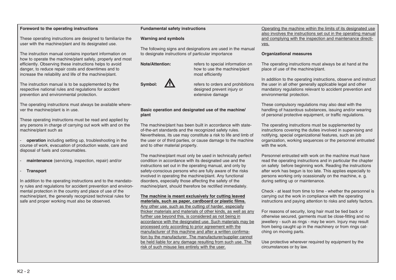 Baumfolder BaumCut 31.5 (For serials 76N1101 thru 78N1000) User Manual | Page 22 / 104