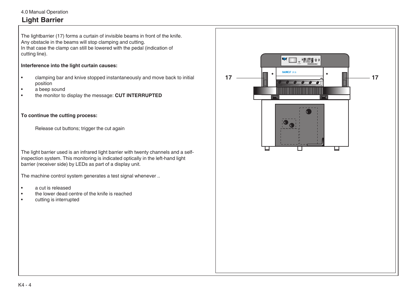 Light barrier | Baumfolder BaumCut 31.5 (For serials 76N1101 thru 78N1000) User Manual | Page 32 / 104