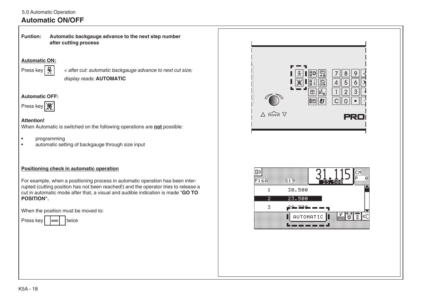 Prog programmable | Baumfolder BaumCut 31.5 (For serials 76N1101 thru 78N1000) User Manual | Page 52 / 104