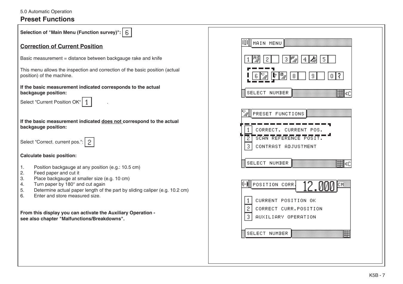 Preset functions | Baumfolder BaumCut 31.5 (For serials 76N1101 thru 78N1000) User Manual | Page 67 / 104