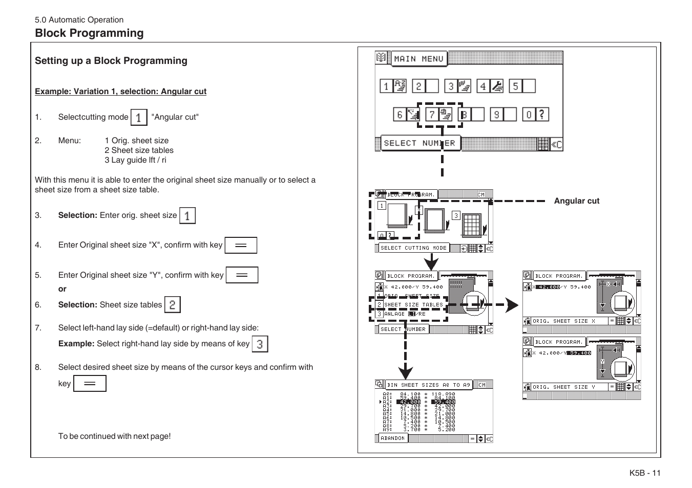 Block programming | Baumfolder BaumCut 31.5 (For serials 76N1101 thru 78N1000) User Manual | Page 71 / 104