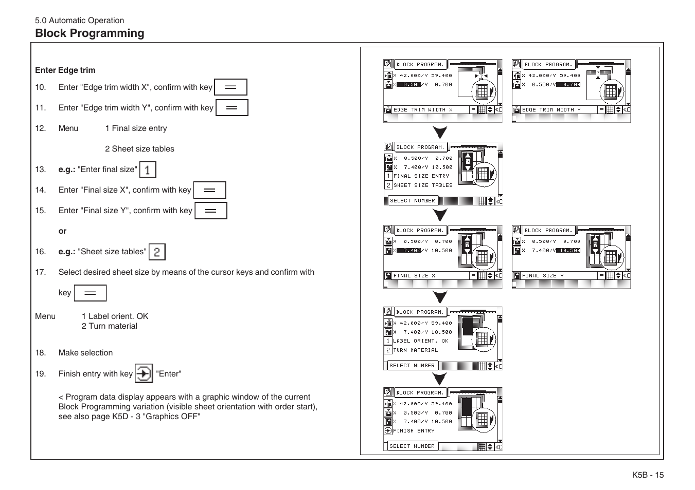 Block programming | Baumfolder BaumCut 31.5 (For serials 76N1101 thru 78N1000) User Manual | Page 75 / 104