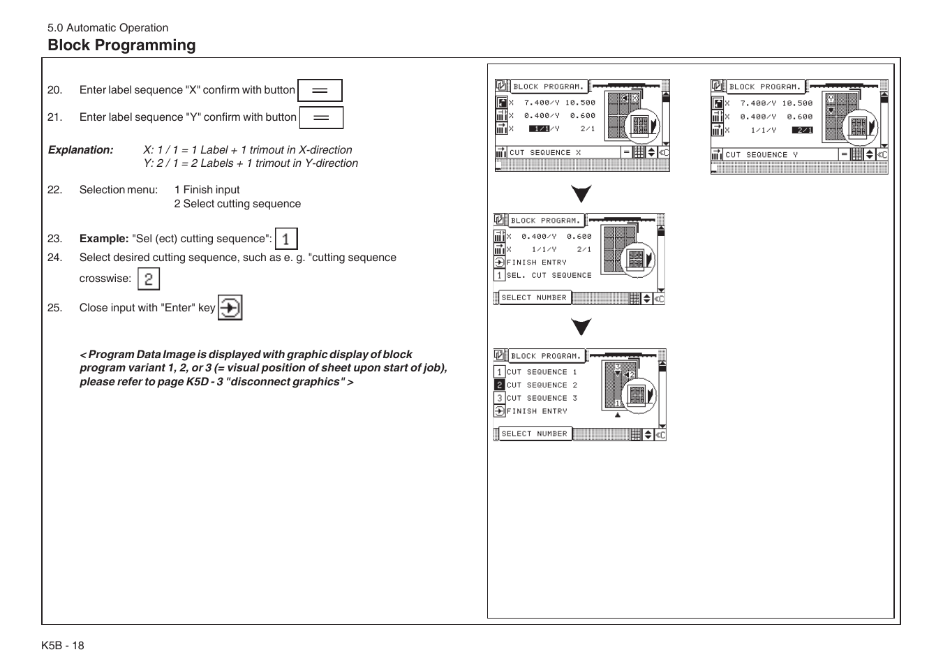 Block programming | Baumfolder BaumCut 31.5 (For serials 76N1101 thru 78N1000) User Manual | Page 78 / 104