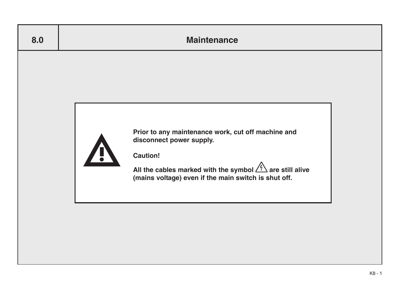 0 maintenance | Baumfolder BaumCut 31.5 (For serials 76N1101 thru 78N1000) User Manual | Page 99 / 104