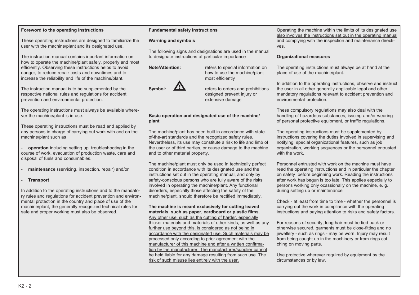 Baumfolder BaumCut 31.5 (For serials 78N1001 thru 700N100) User Manual | Page 22 / 104