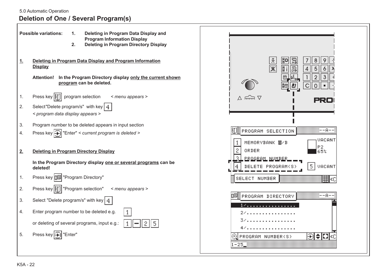 Prog programmable | Baumfolder BaumCut 31.5 (For serials 78N1001 thru 700N100) User Manual | Page 56 / 104
