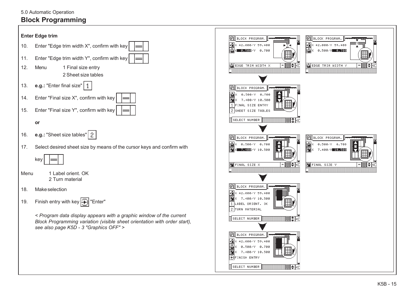 Block programming | Baumfolder BaumCut 31.5 (For serials 78N1001 thru 700N100) User Manual | Page 75 / 104