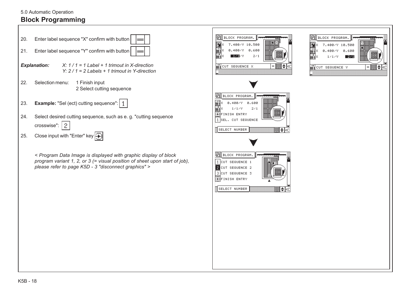 Block programming | Baumfolder BaumCut 31.5 (For serials 78N1001 thru 700N100) User Manual | Page 78 / 104