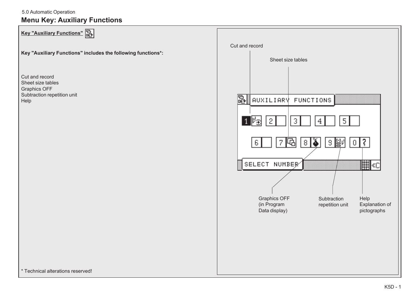 Menu key: auxiliary functions | Baumfolder BaumCut 31.5 (For serials 78N1001 thru 700N100) User Manual | Page 83 / 104