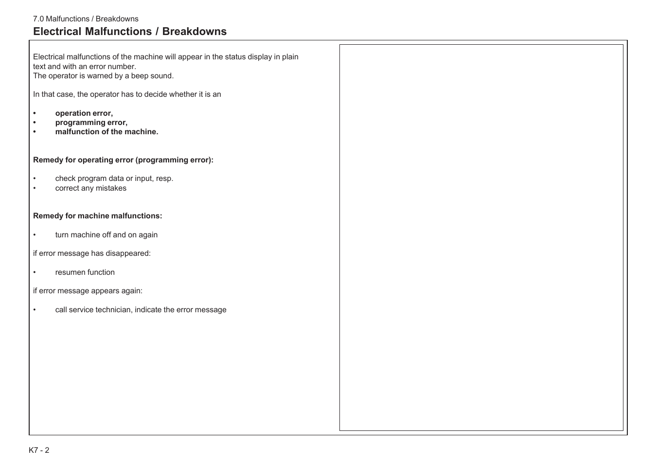 Electrical malfunctions / breakdowns | Baumfolder BaumCut 31.5 (For serials 78N1001 thru 700N100) User Manual | Page 96 / 104