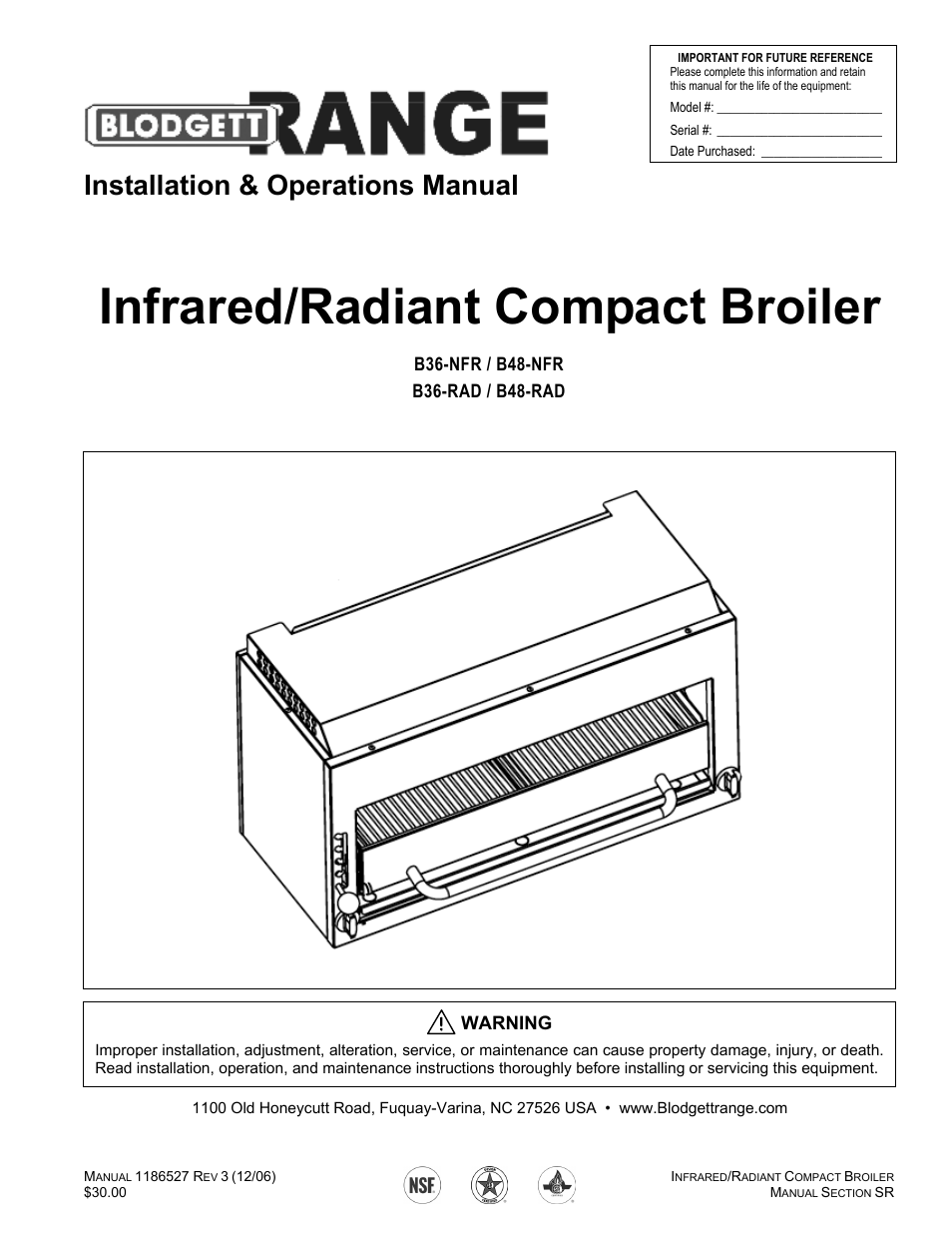 Blodgett B48-RAD User Manual | 24 pages