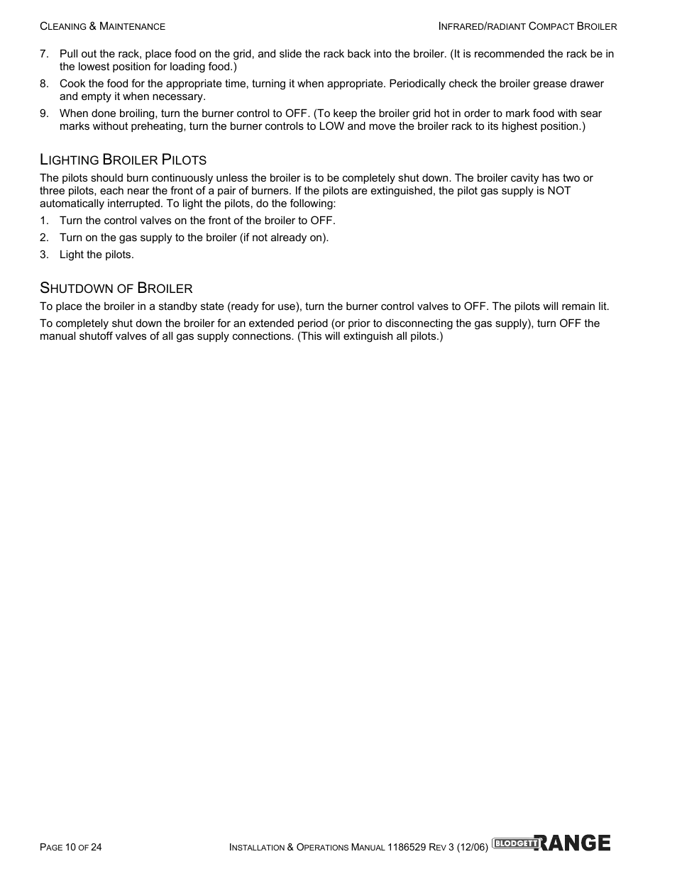 Blodgett B48-RAD User Manual | Page 10 / 24