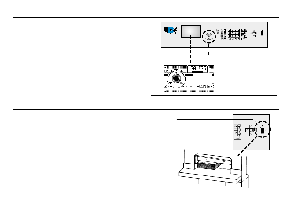 Cutting line indicator, mechanical with clamp, Cutting line indicator, optical | Baumfolder BaumCut 31.5 (For serials 700N101 thru current) User Manual | Page 28 / 98