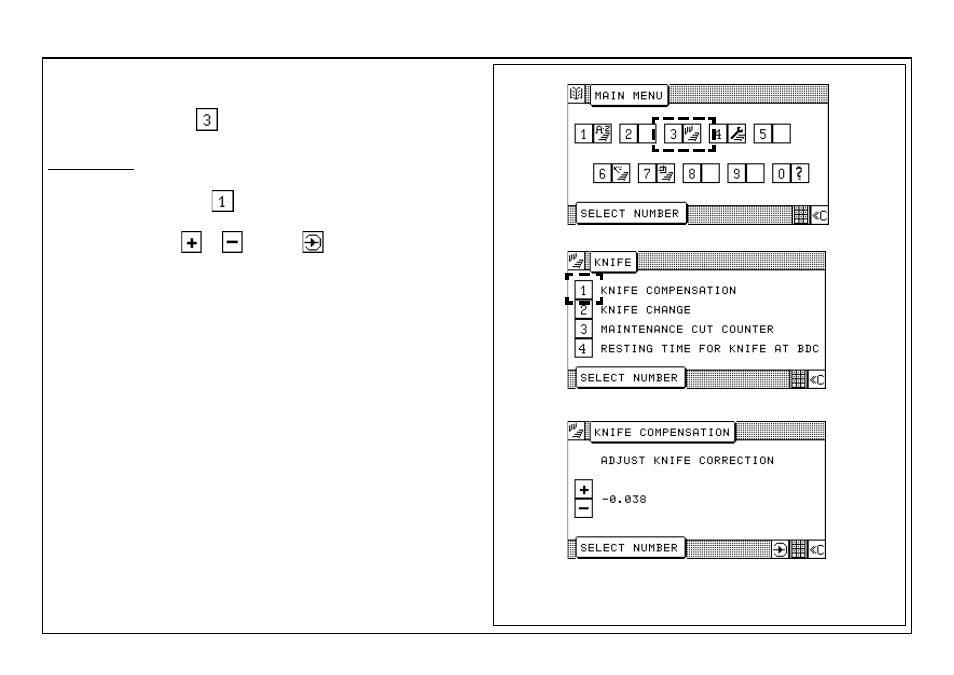 Knife compensation | Baumfolder BaumCut 31.5 (For serials 700N101 thru current) User Manual | Page 62 / 98