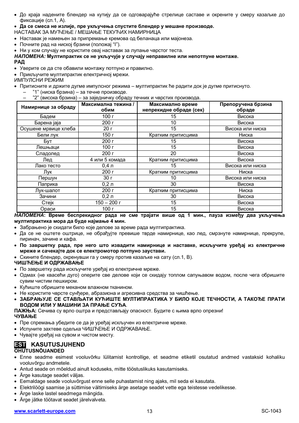 Scarlett SC-1043 User Manual | Page 13 / 22