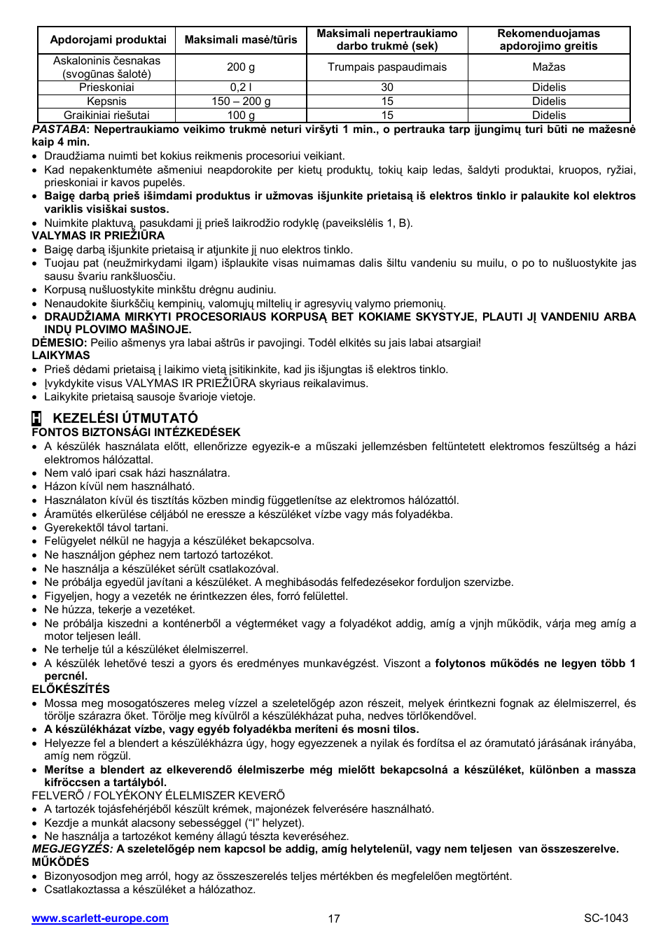 Scarlett SC-1043 User Manual | Page 17 / 22