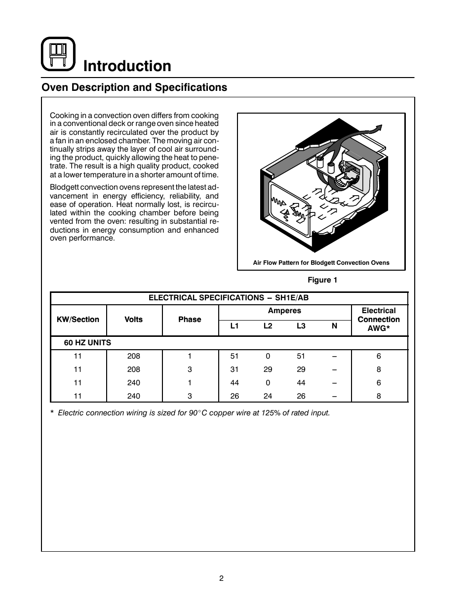 Introduction, Oven description and specifications | Blodgett SHO-E User Manual | Page 6 / 17