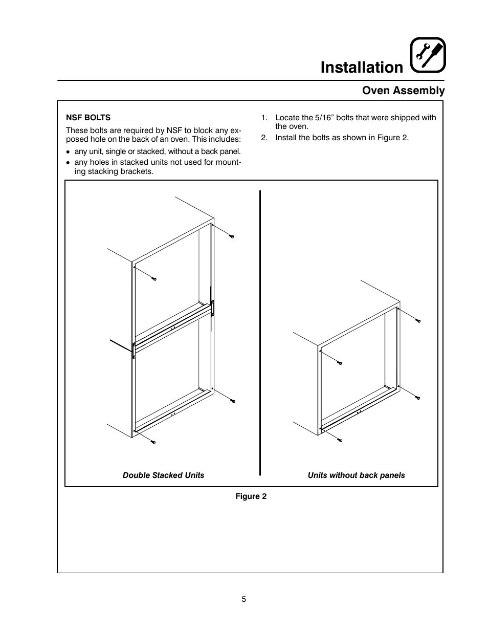 Installation, Oven assembly | Blodgett SHO-E User Manual | Page 9 / 17