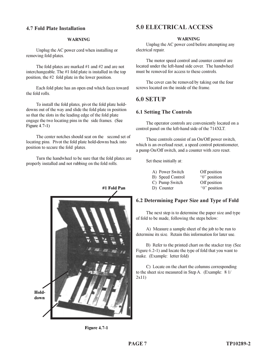 0 electrical access, 0 setup | Baumfolder 714XLT: Air-Operations Manual (from 2001 thru 2005) User Manual | Page 7 / 13