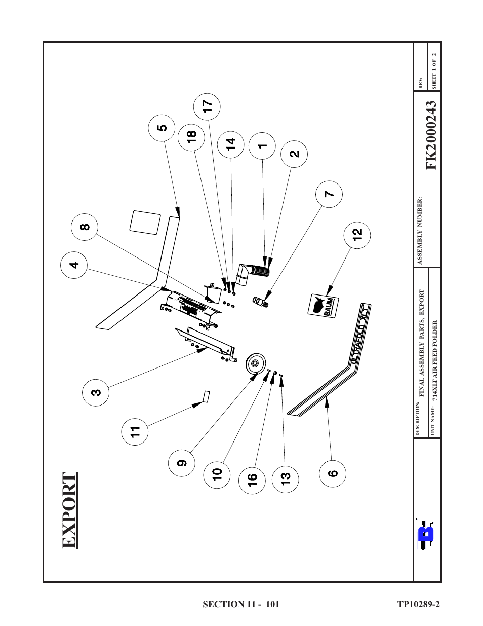 Expor t | Baumfolder 714XLT: Parts Manual User Manual | Page 101 / 134