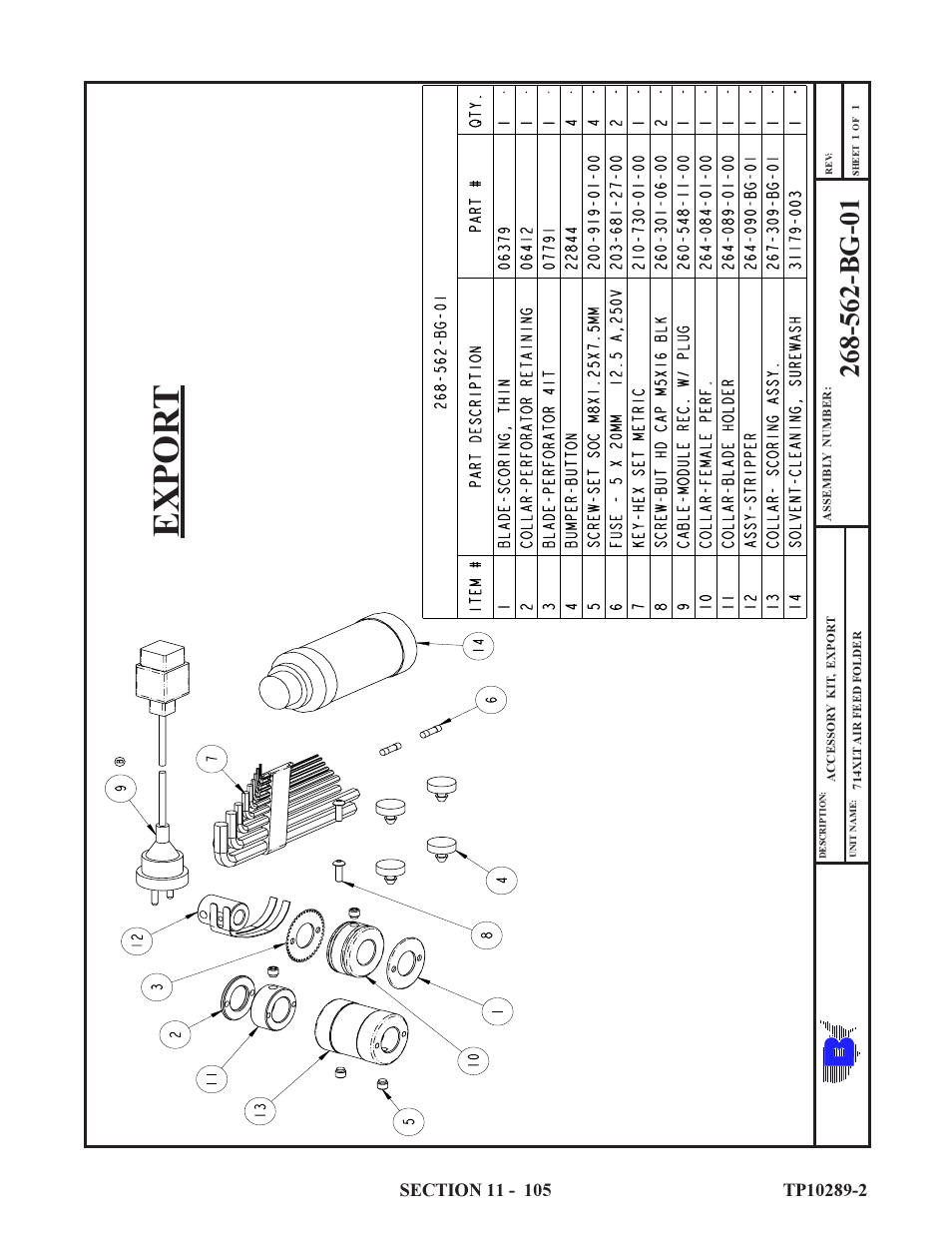 Expor t | Baumfolder 714XLT: Parts Manual User Manual | Page 105 / 134
