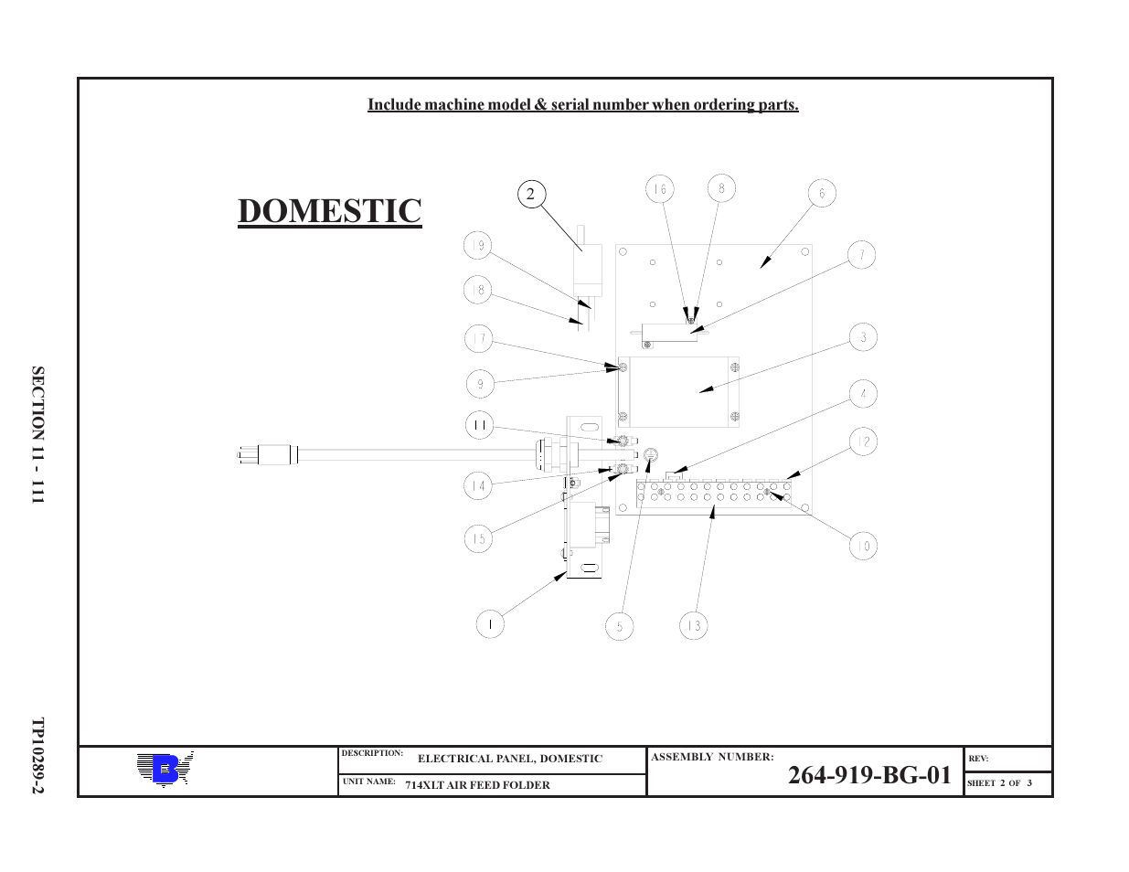 Domestic | Baumfolder 714XLT: Parts Manual User Manual | Page 111 / 134