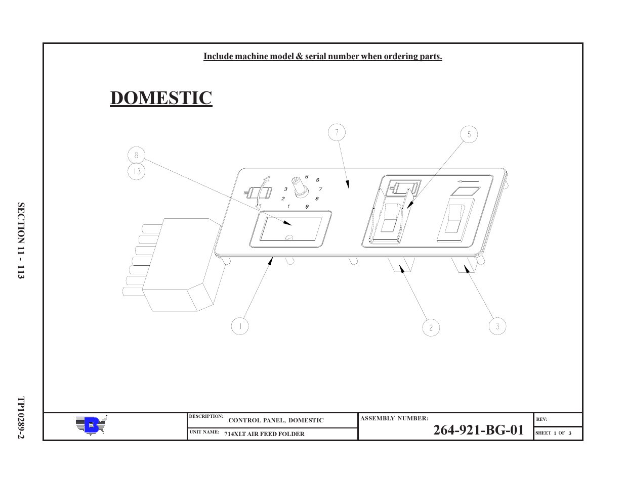 Domestic | Baumfolder 714XLT: Parts Manual User Manual | Page 113 / 134