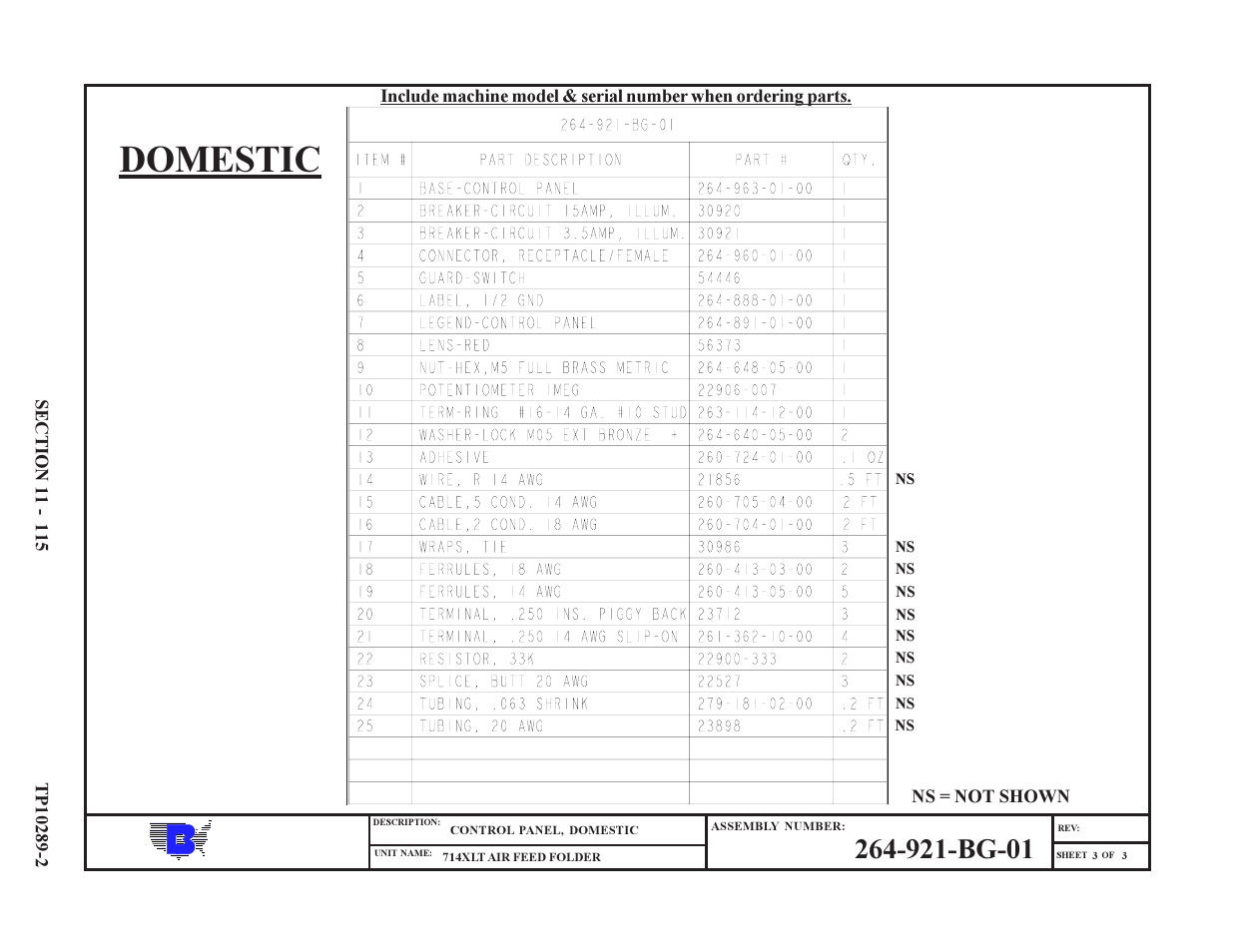 Domestic | Baumfolder 714XLT: Parts Manual User Manual | Page 115 / 134