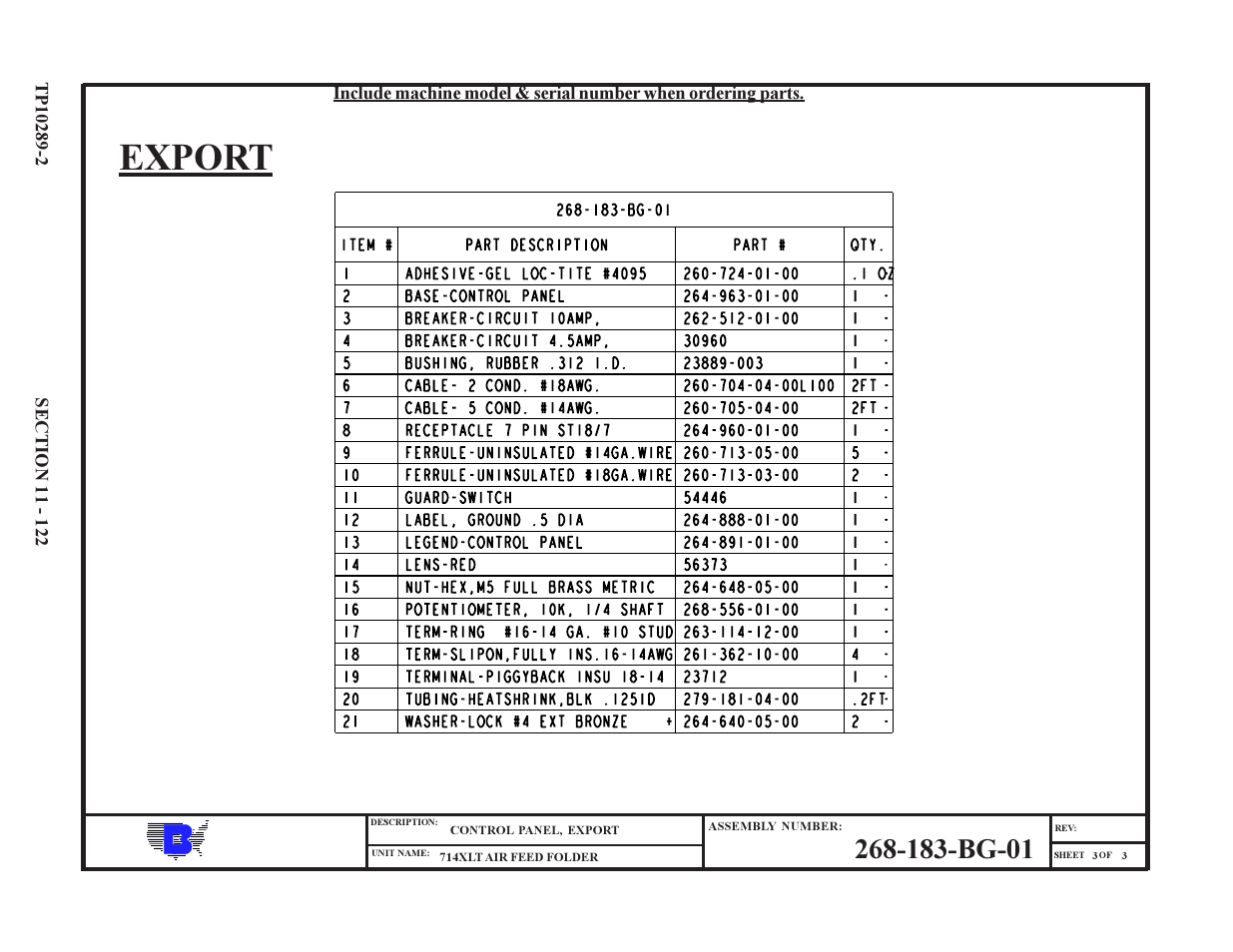 Export | Baumfolder 714XLT: Parts Manual User Manual | Page 122 / 134