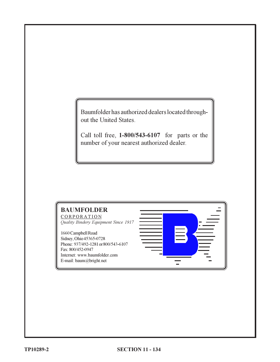 Baumfolder 714XLT: Parts Manual User Manual | Page 134 / 134