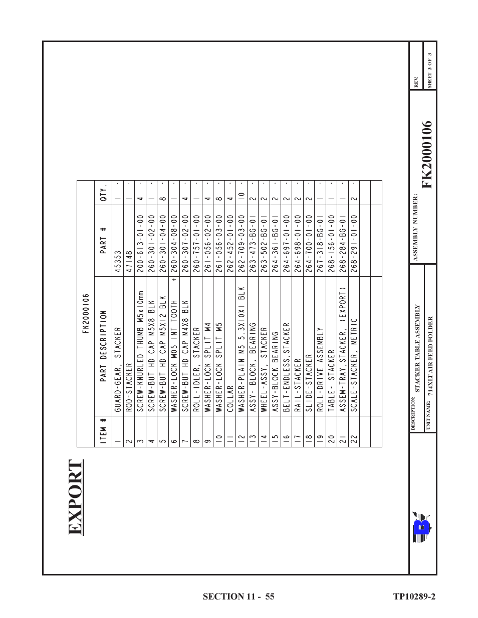 Expor t | Baumfolder 714XLT: Parts Manual User Manual | Page 55 / 134