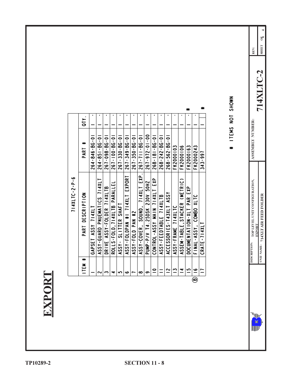 Expor t, 714xl tc-2 | Baumfolder 714XLT: Parts Manual User Manual | Page 8 / 134