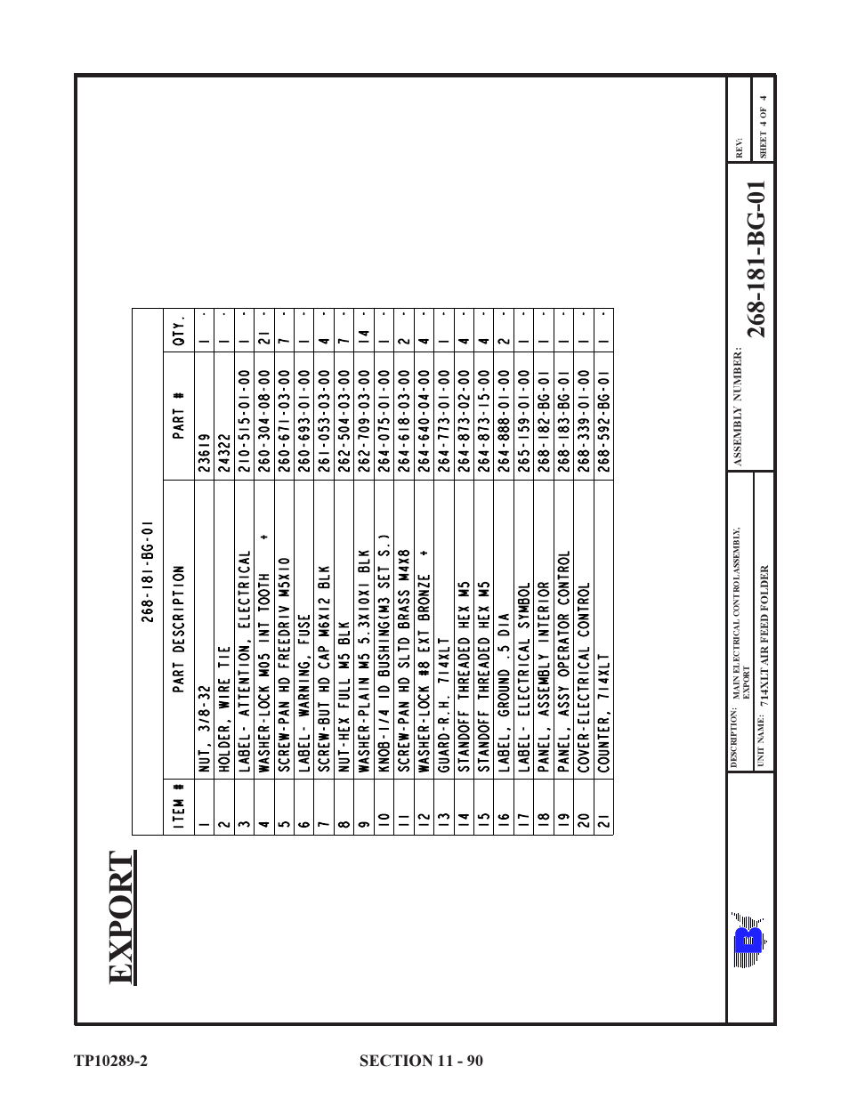 Expor t | Baumfolder 714XLT: Parts Manual User Manual | Page 90 / 134