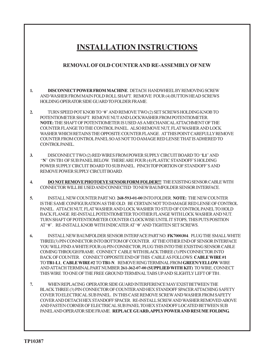 Installation instructions | Baumfolder 714XLT: Air-Counter retrofit Manual User Manual | Page 6 / 7