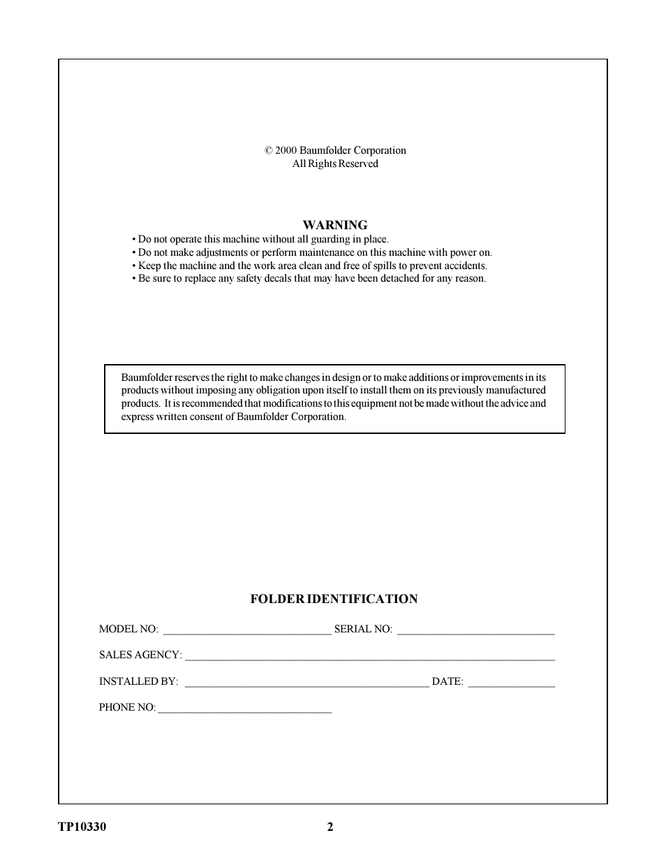 Baumfolder 714XLT: Sound Cvr Manual User Manual | Page 2 / 16