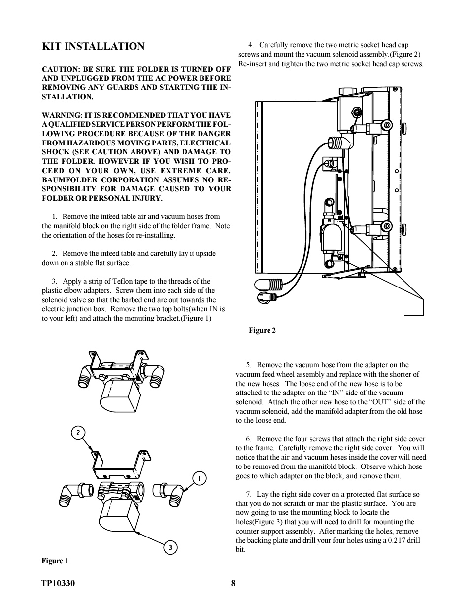 Metric cap screws, Kit installation | Baumfolder 714XLT: Sound Cvr Manual User Manual | Page 8 / 16