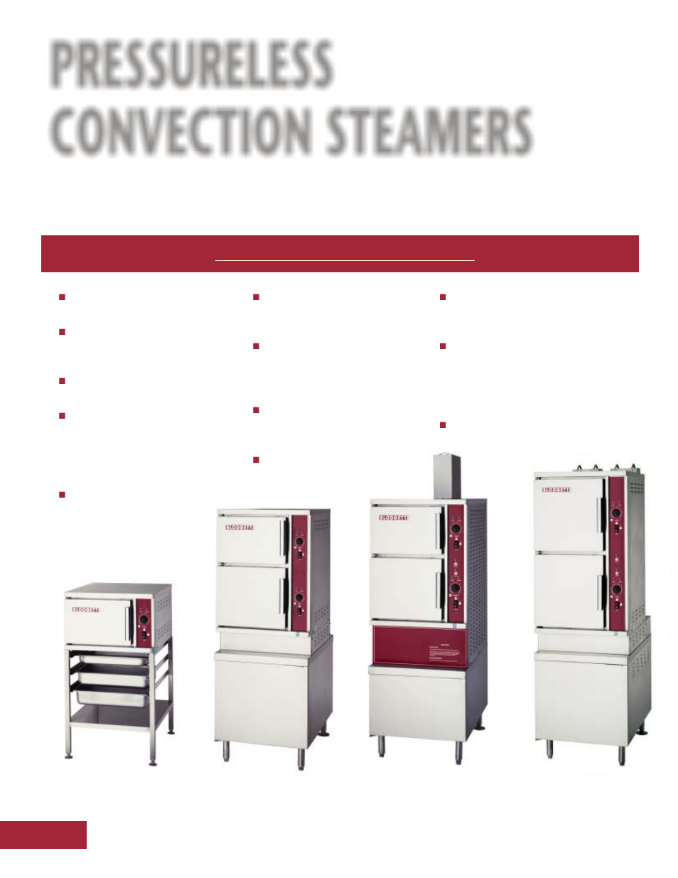 Pressureless convection steamers, Countertop, cabinet base, steam boiler base | Blodgett CONVECTION STEAMERS KETTLES BRAISING PANS User Manual | Page 4 / 12