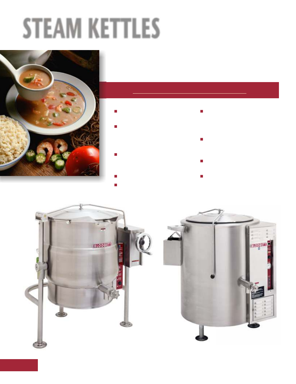 Steam kettles, Countertop, tri-leg, pedestal, cabinet base | Blodgett CONVECTION STEAMERS KETTLES BRAISING PANS User Manual | Page 6 / 12