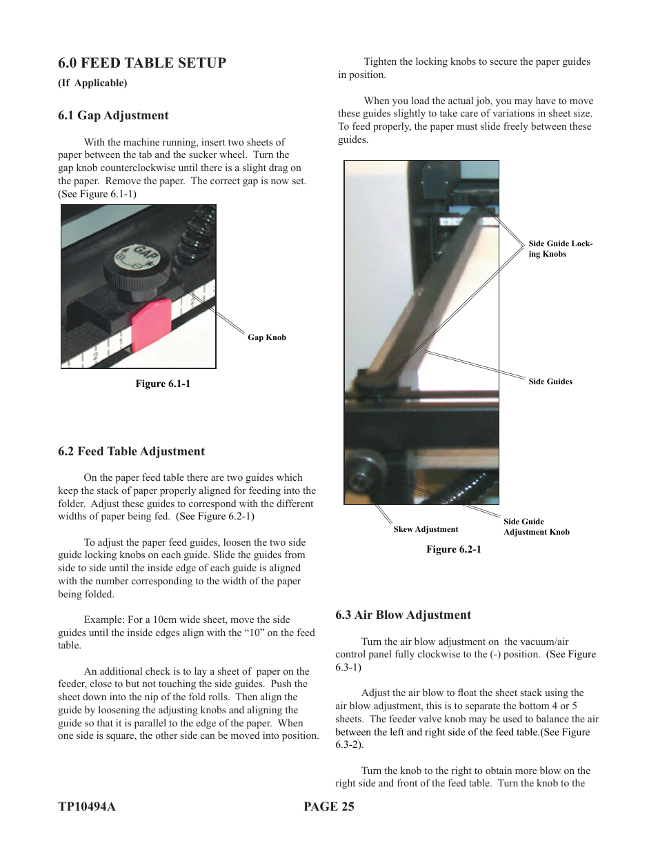 0 feed table setup | Baumfolder Flexifold: 1st Station (from 2005) User Manual | Page 25 / 47