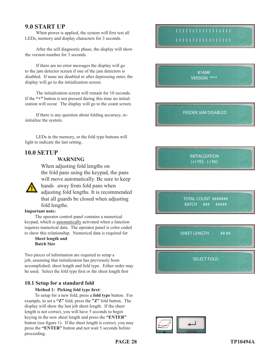 0 start up, 0 setup | Baumfolder Flexifold: 1st Station (from 2005) User Manual | Page 28 / 47