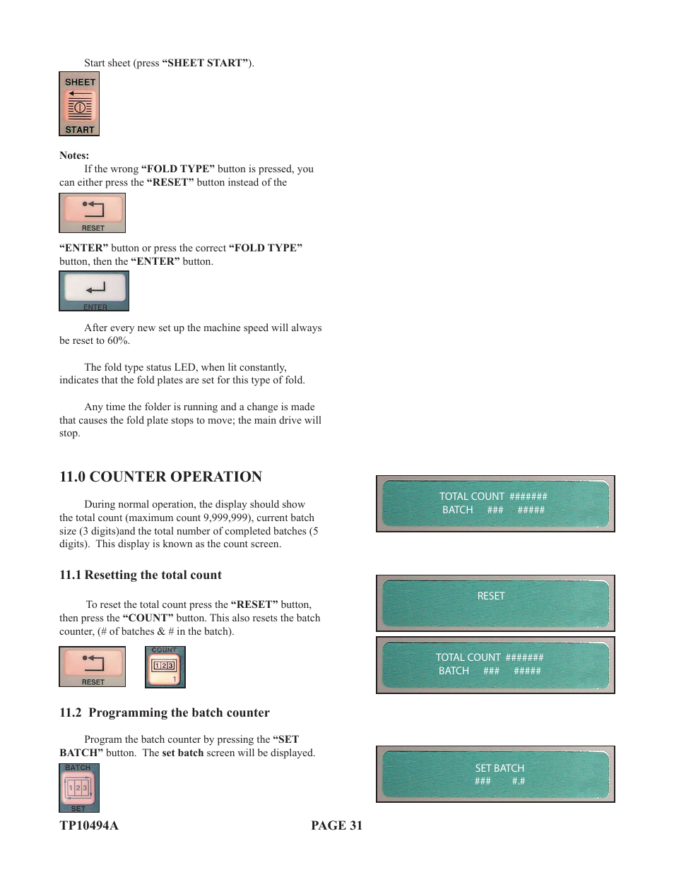 0 counter operation | Baumfolder Flexifold: 1st Station (from 2005) User Manual | Page 31 / 47
