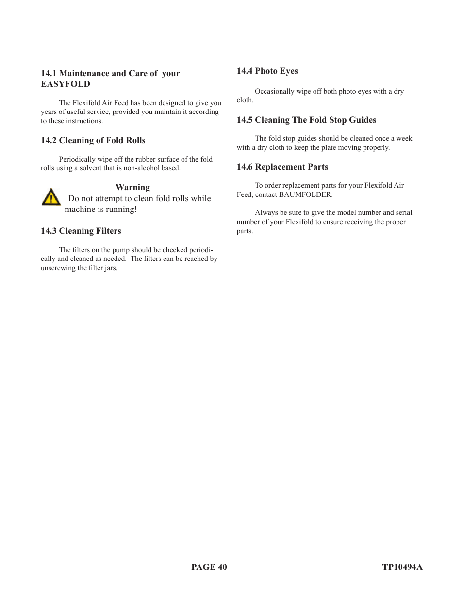 Baumfolder Flexifold: 1st Station (from 2005) User Manual | Page 40 / 47