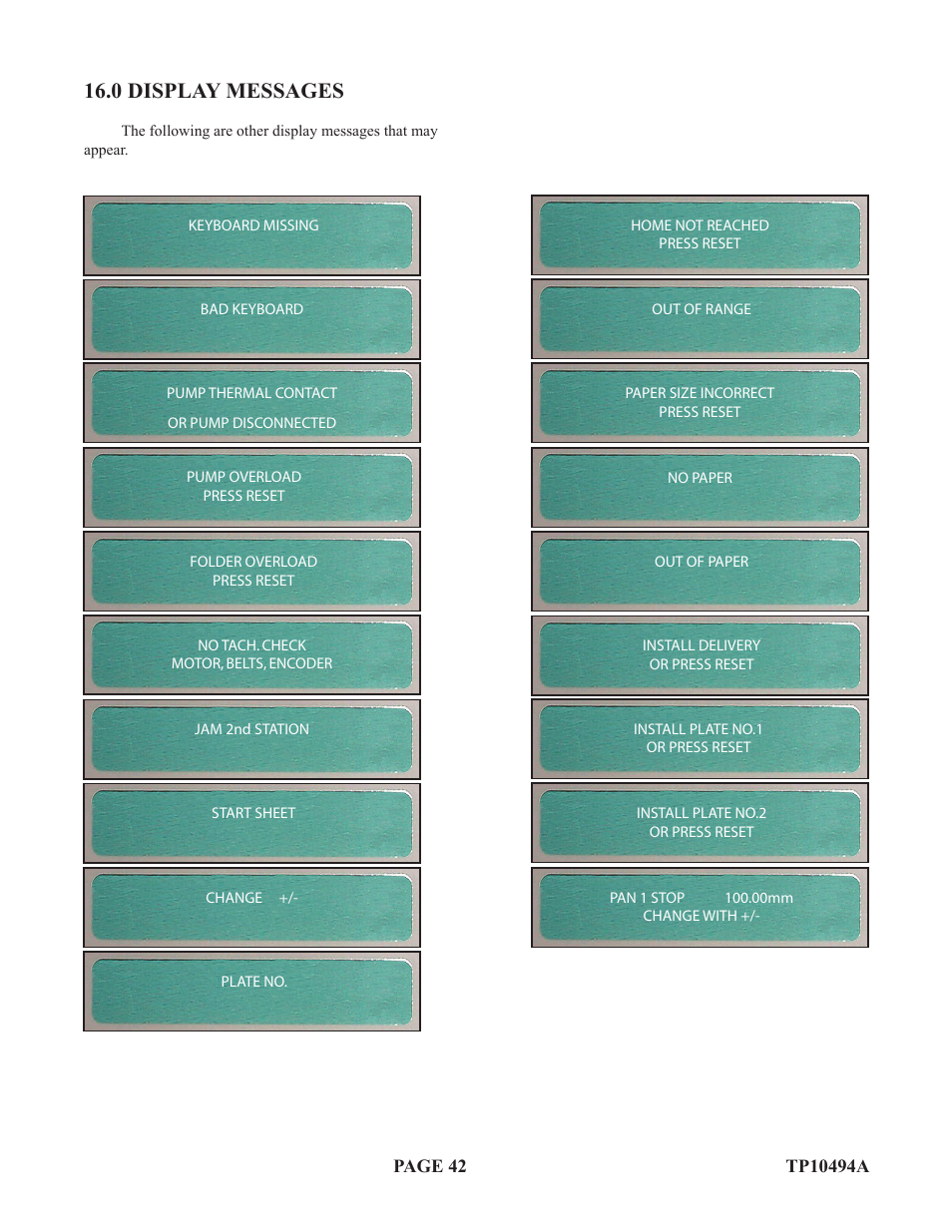 0 display messages | Baumfolder Flexifold: 1st Station (from 2005) User Manual | Page 42 / 47